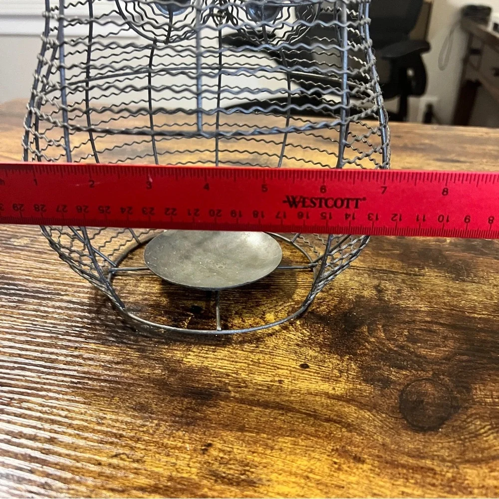 Pottery Barn Metal Owl Luminary Rustic Decor 8
